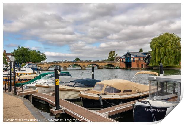 Boats moored on the River Thames Print by Kevin Hellon