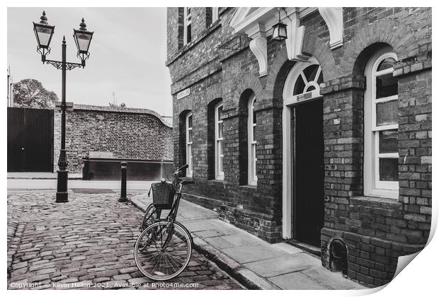 Bicycle in Church Street, Windsor Print by Kevin Hellon