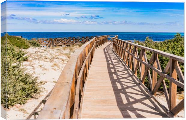 Boardwalk to the beach of bay of Alcudia Canvas Print by Alex Winter