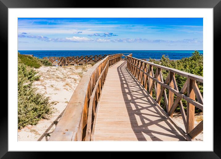 Boardwalk to the beach of bay of Alcudia Framed Mounted Print by Alex Winter