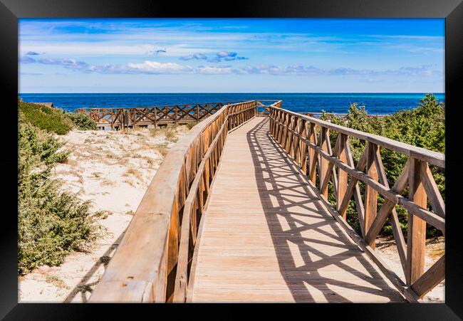 Boardwalk to the beach of bay of Alcudia Framed Print by Alex Winter