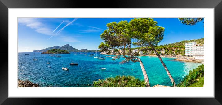 Mediterranean Sea beach panorama of Sant Elm Framed Mounted Print by Alex Winter