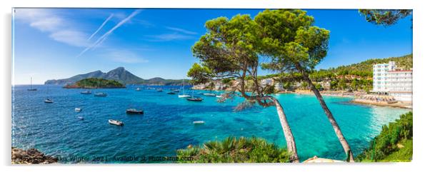 Mediterranean Sea beach panorama of Sant Elm Acrylic by Alex Winter