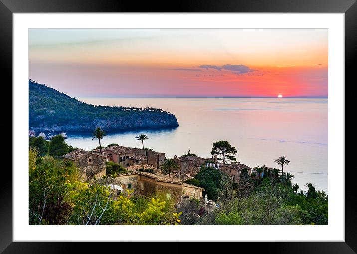 Beautiful view of old rustic mediterranean village Framed Mounted Print by Alex Winter