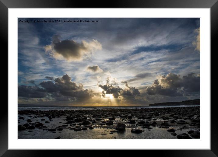 Brooding Sky Llantwit Major Beach Glamorgan Coast Framed Mounted Print by Nick Jenkins
