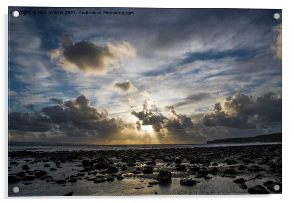 Brooding Sky Llantwit Major Beach Glamorgan Coast Acrylic by Nick Jenkins