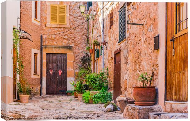 Mallorca, Spain, houses in beautiful village of Valldemossa Canvas Print by Alex Winter
