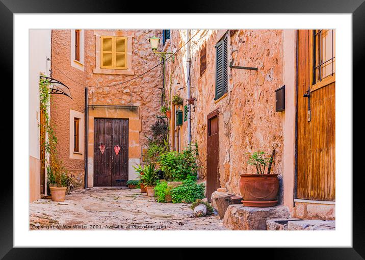 Mallorca, Spain, houses in beautiful village of Valldemossa Framed Mounted Print by Alex Winter