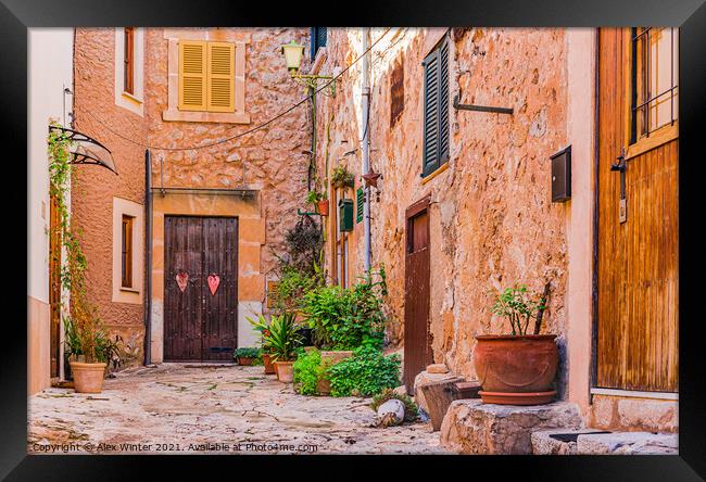 Mallorca, Spain, houses in beautiful village of Valldemossa Framed Print by Alex Winter