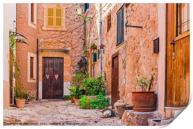 Mallorca, Spain, houses in beautiful village of Valldemossa Print by Alex Winter