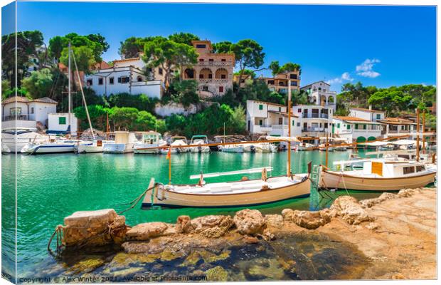 Boats at old fishing village Cala Figuera Canvas Print by Alex Winter