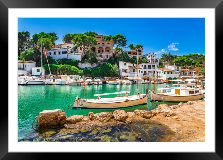 Boats at old fishing village Cala Figuera Framed Mounted Print by Alex Winter