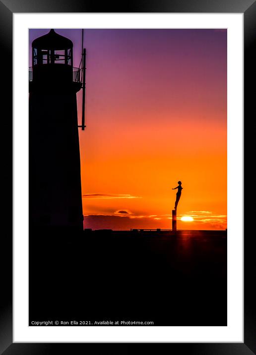 Diving Lady Illuminated by Sunrise Framed Mounted Print by Ron Ella