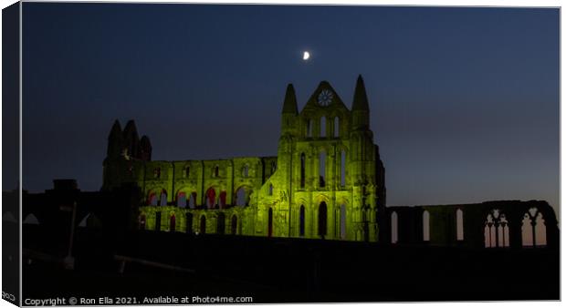 Whitby Abbey - A Night to Remember Canvas Print by Ron Ella