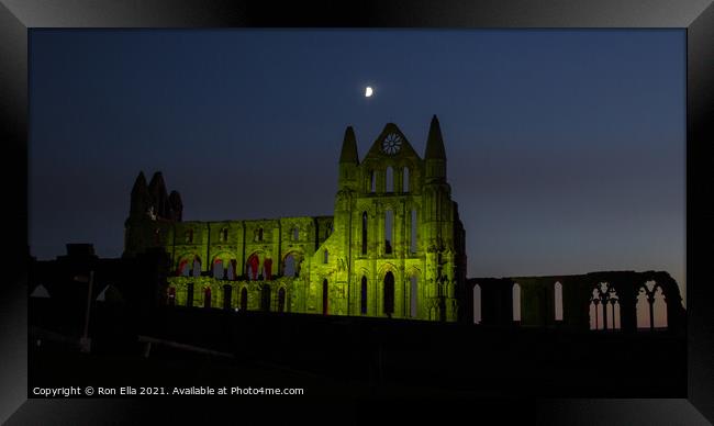 Whitby Abbey - A Night to Remember Framed Print by Ron Ella