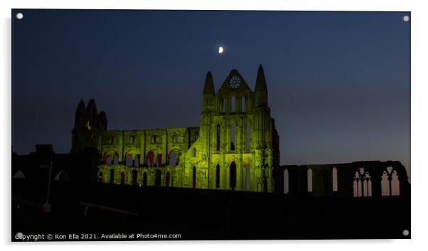 Whitby Abbey - A Night to Remember Acrylic by Ron Ella