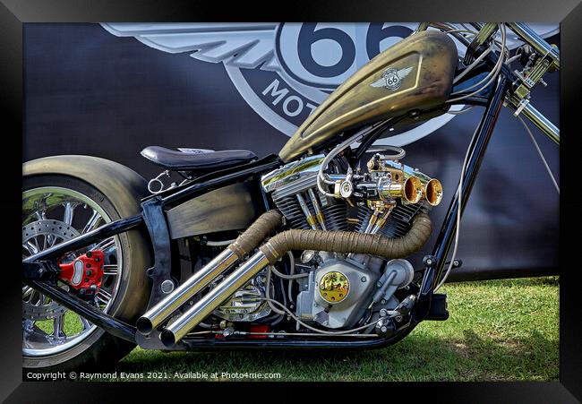 Harley Davidson Chopper Framed Print by Raymond Evans