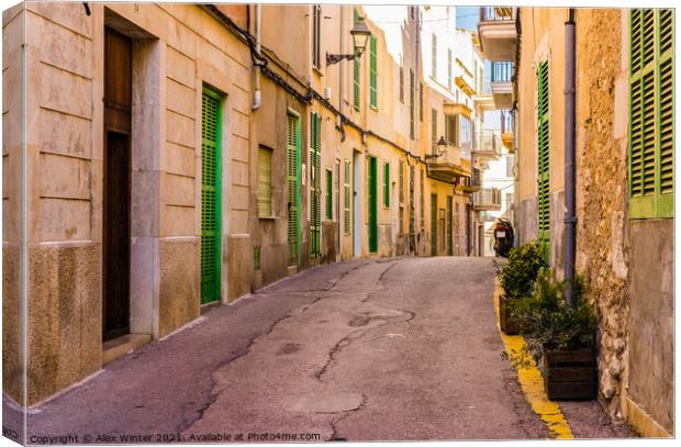 Mallorca Spain, street in the old town of Felanitx Canvas Print by Alex Winter