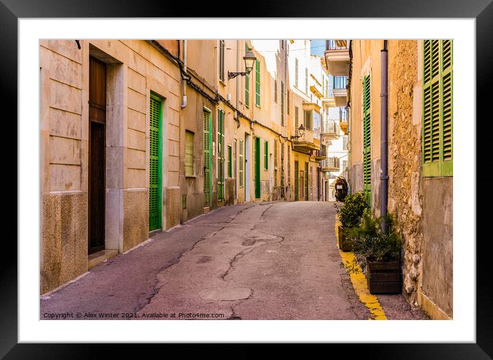 Mallorca Spain, street in the old town of Felanitx Framed Mounted Print by Alex Winter