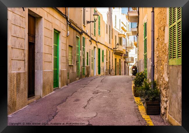 Mallorca Spain, street in the old town of Felanitx Framed Print by Alex Winter