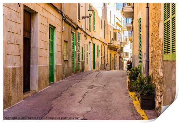 Mallorca Spain, street in the old town of Felanitx Print by Alex Winter