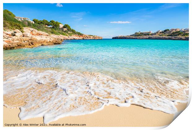 Beautiful sand beach bay on Majorca island Spain Print by Alex Winter
