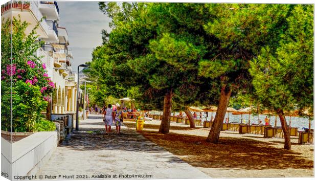 Strolling Along The Pine Walk Puerto Pollensa Canvas Print by Peter F Hunt