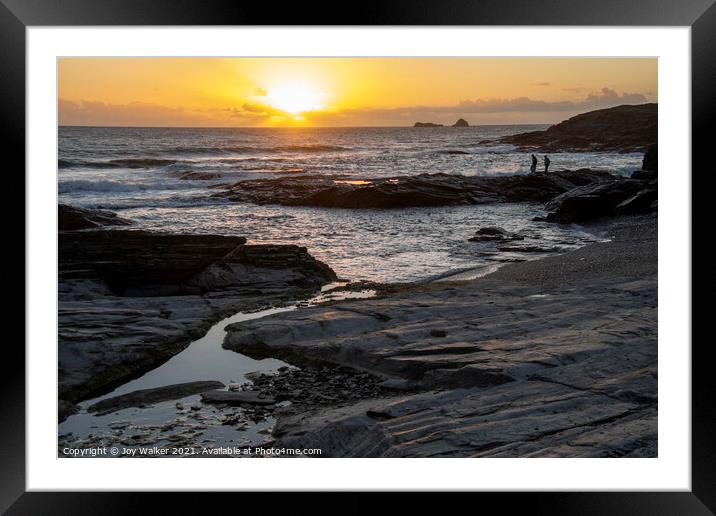 Sunset over the Atlantic Ocean Framed Mounted Print by Joy Walker