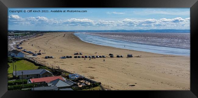 Berrow Beach Panorama Framed Print by Cliff Kinch