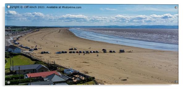 Berrow Beach Panorama Acrylic by Cliff Kinch