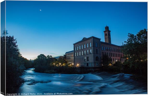 Salts Mill- Saltaire in the Moonlight Canvas Print by Richard Perks