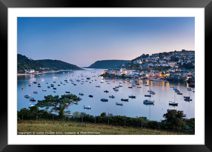 Salcombe at dusk, South Hams, Devon Framed Mounted Print by Justin Foulkes