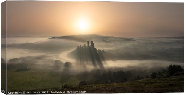 Corfe Castle Sunrise Canvas Print by john vince