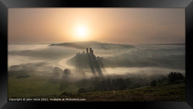 Corfe Castle Sunrise Framed Print by john vince