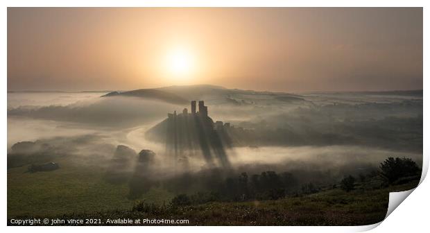 Corfe Castle Sunrise Print by john vince