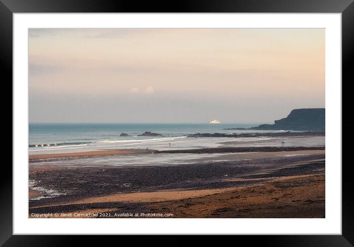 Golden Sunrise over Widemouth Bay Framed Mounted Print by Janet Carmichael