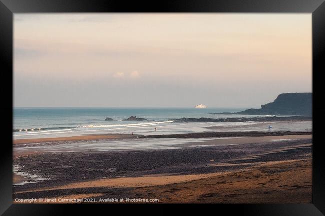 Golden Sunrise over Widemouth Bay Framed Print by Janet Carmichael