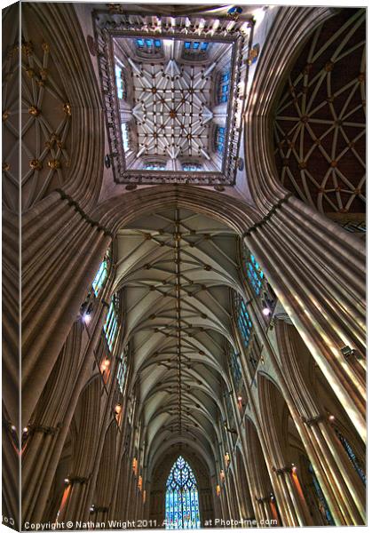 Minster ceiling. Canvas Print by Nathan Wright