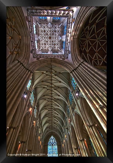 Minster ceiling. Framed Print by Nathan Wright