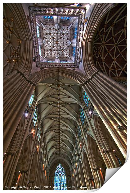 Minster ceiling. Print by Nathan Wright