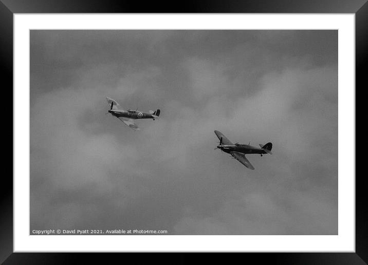 Spitfire And Hurricane Flight  Framed Mounted Print by David Pyatt