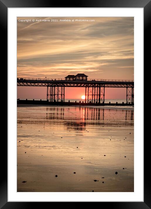Cromer Norfolk Sunset Framed Mounted Print by Avril Harris