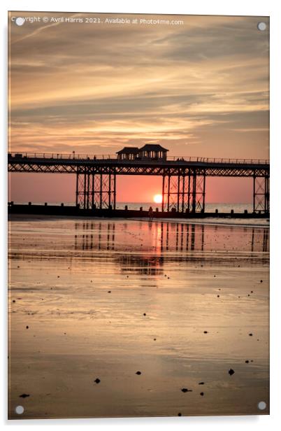 Cromer Norfolk Sunset Acrylic by Avril Harris