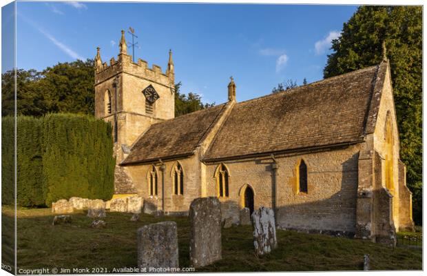 St Peter's Church, Upper Slaughter Canvas Print by Jim Monk