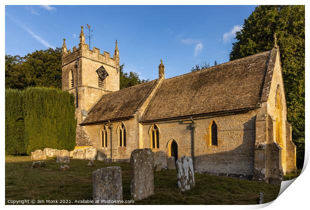 St Peter's Church, Upper Slaughter Print by Jim Monk