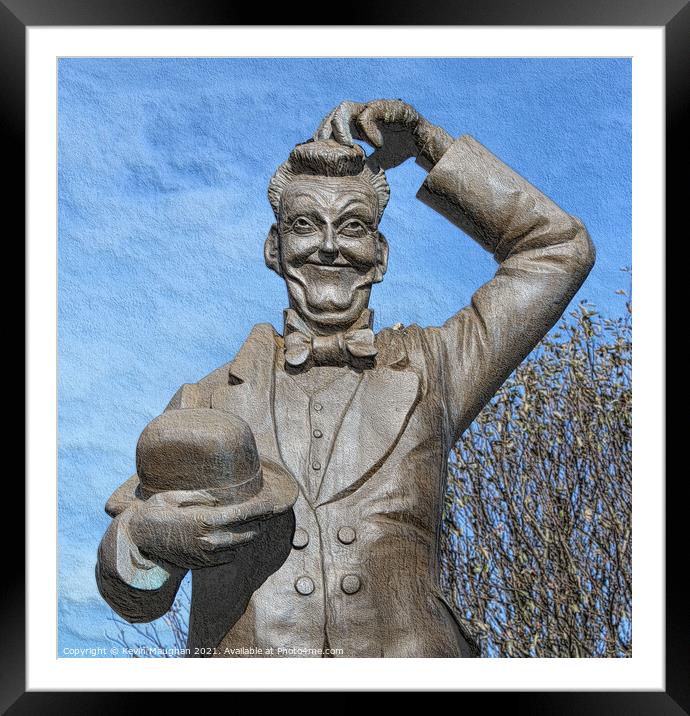 Stan Laurel Statue In North Shields (Sketch Style) Framed Mounted Print by Kevin Maughan
