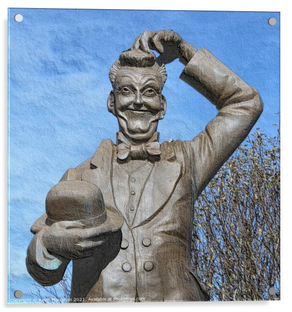 Stan Laurel Statue In North Shields (Sketch Style) Acrylic by Kevin Maughan