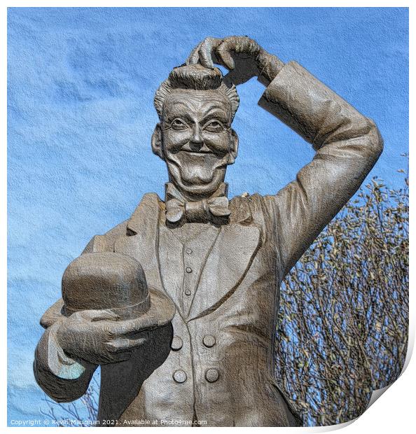 Stan Laurel Statue In North Shields (Sketch Style) Print by Kevin Maughan