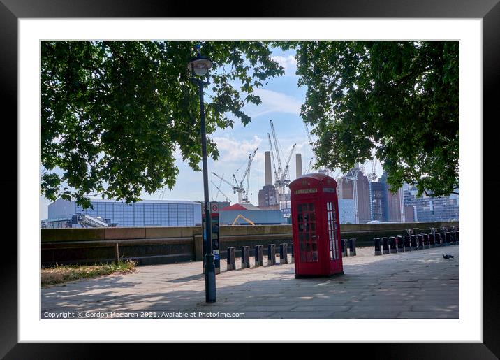 London Telephone Box and Battersea Power Station Framed Mounted Print by Gordon Maclaren