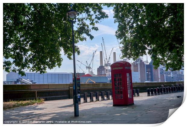 London Telephone Box and Battersea Power Station Print by Gordon Maclaren